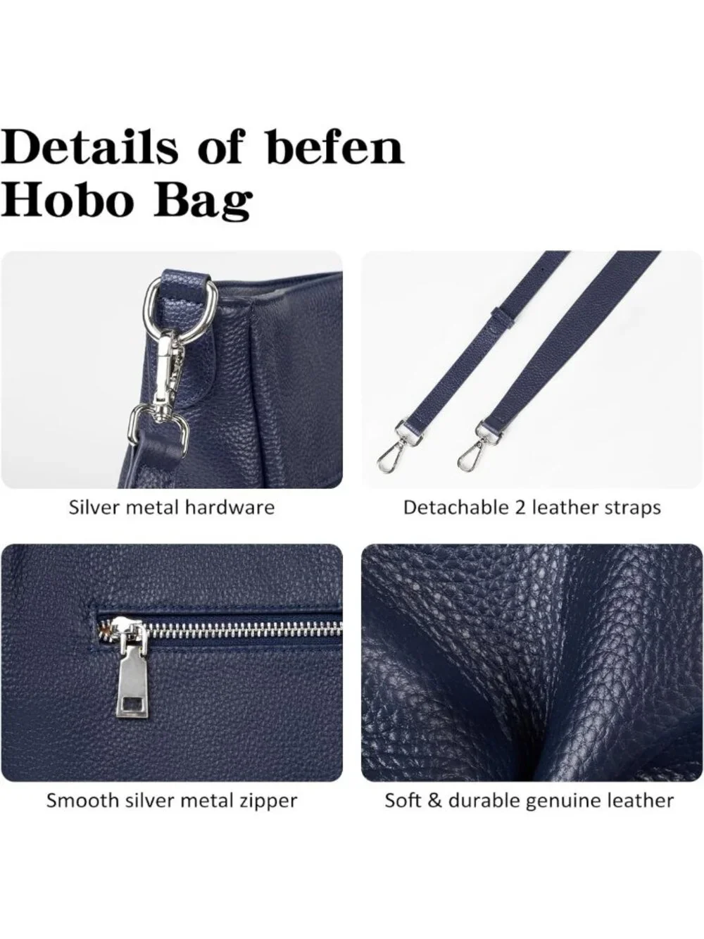 Genuine Leather Hobo Bag for Women - Stylish Crossbody & Shoulder Handbag with 2